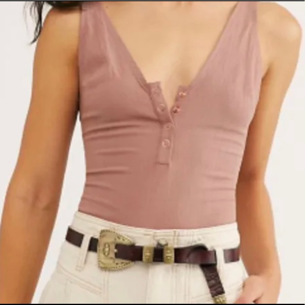 Free People Larissa Bodysuit - mauve, size small